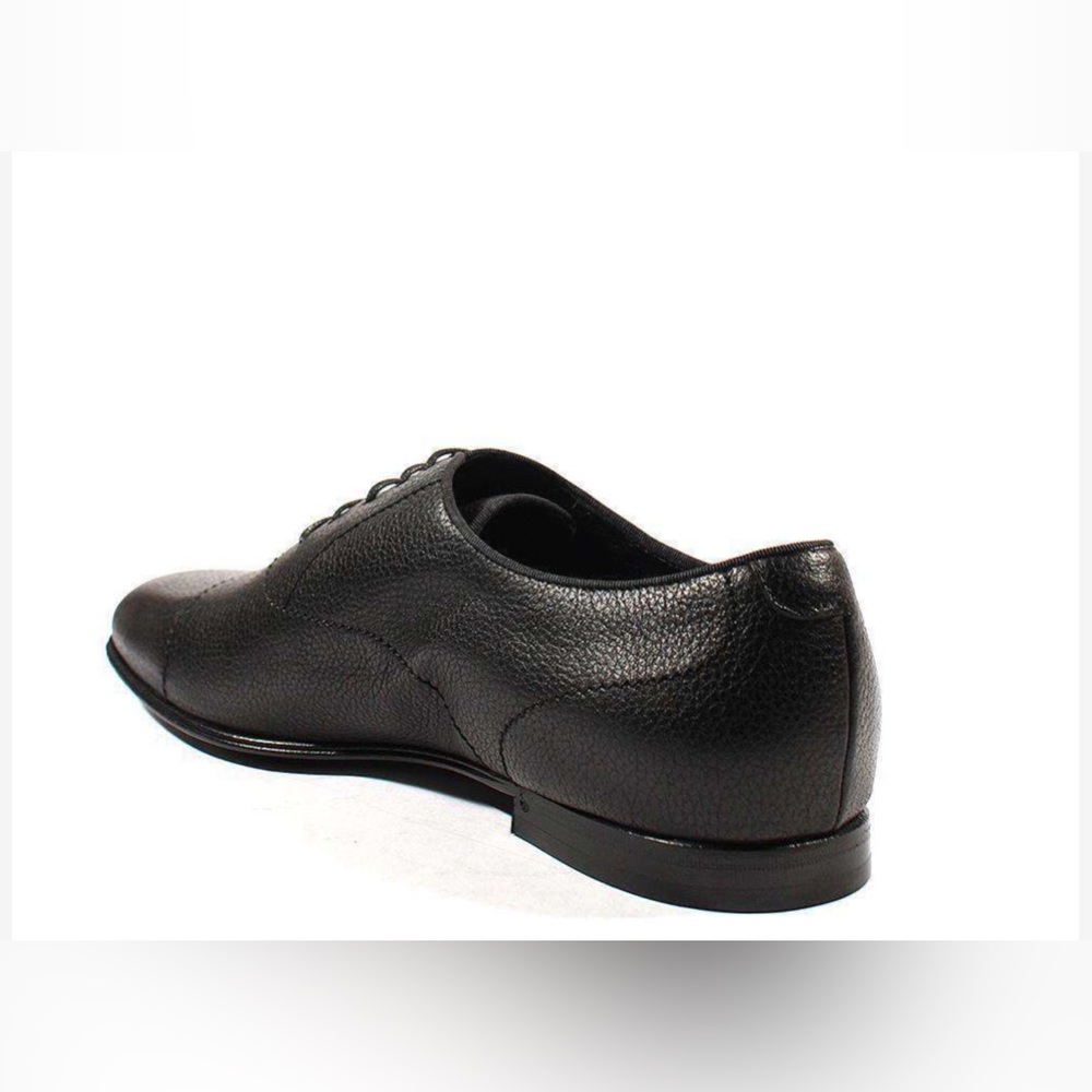 GUCCI MEN'S DESIGNER SHOES BLACK PEBBLED LEATHER OXFORDS Size 11.5 - Picture 4 of 7